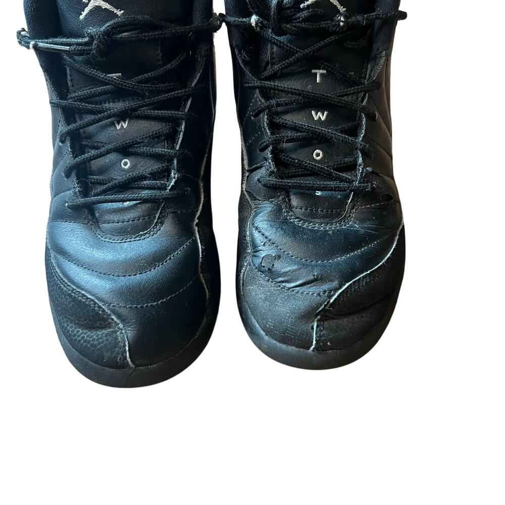 Nike Air Jordan Retro 12s All Black Basketball Sneakers Shoes Size 3Y - Picture 5 of 11